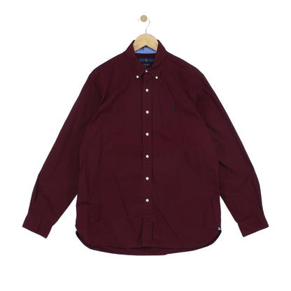 Mens Shirt Cotton Button Down Long Sleeve