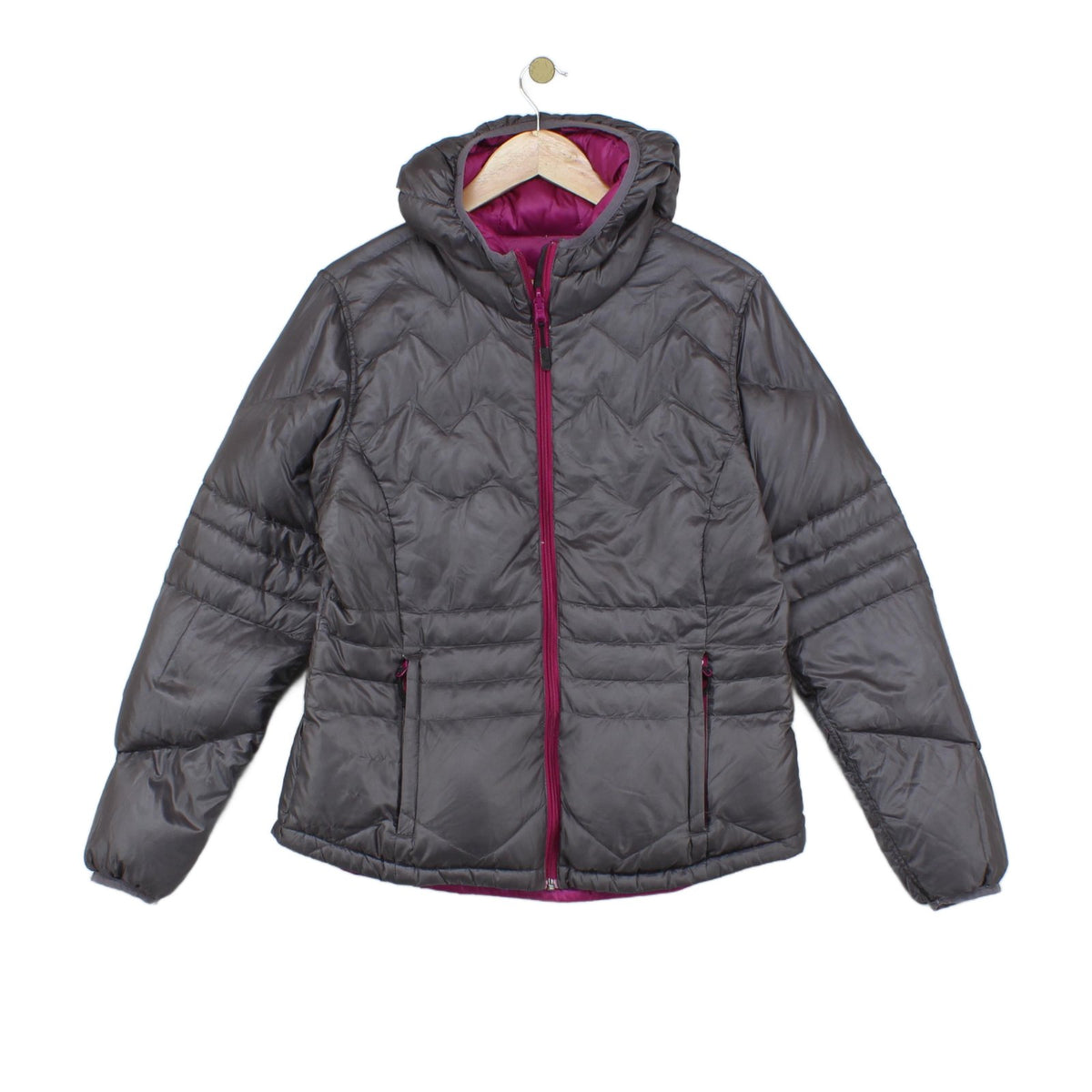 Womens Quilted Jacket Lightweight Down Hooded Reversible
