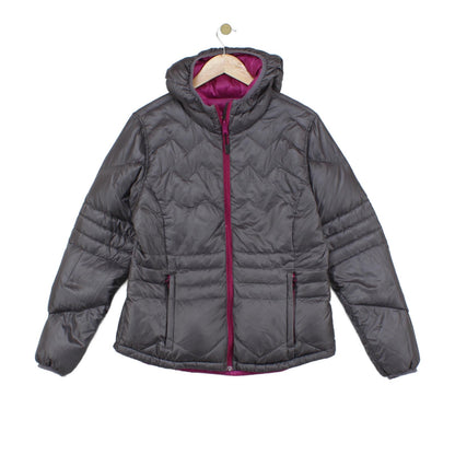 Womens Quilted Jacket Lightweight Down Hooded Reversible