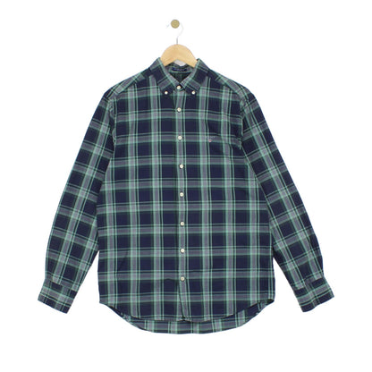 Mens Oxford Plaid Shirt Long Sleeve Button Up
