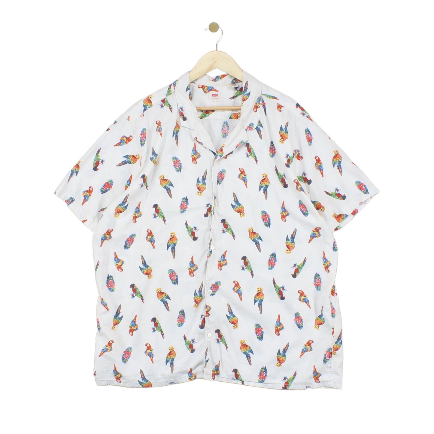 Mens Shirt Parrot Short Sleeve Casual Tropical