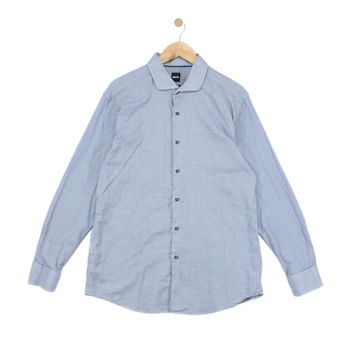 Mens Abstract Shirt Stretch Slim Fit Long Sleeve