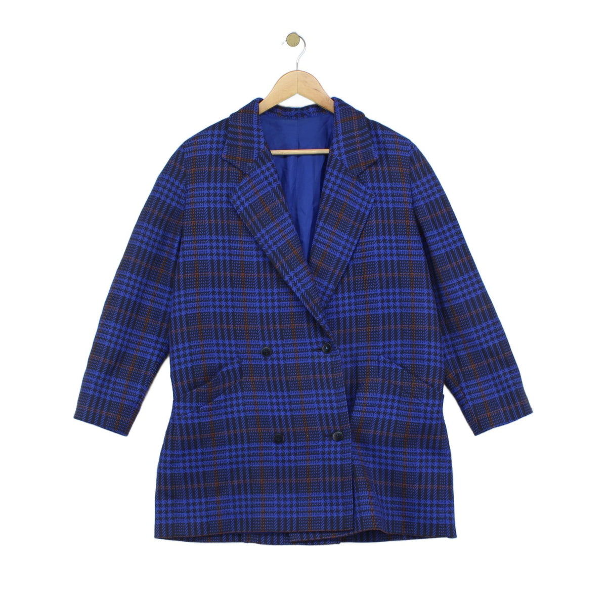 Womens Wool Overcoat Plaid Double Breasted