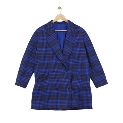 Womens Wool Overcoat Plaid Double Breasted