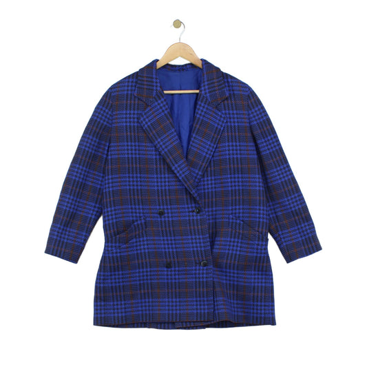 Womens Wool Overcoat Plaid Double Breasted