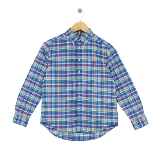 Boys Plaid Shirt Button Up Performance