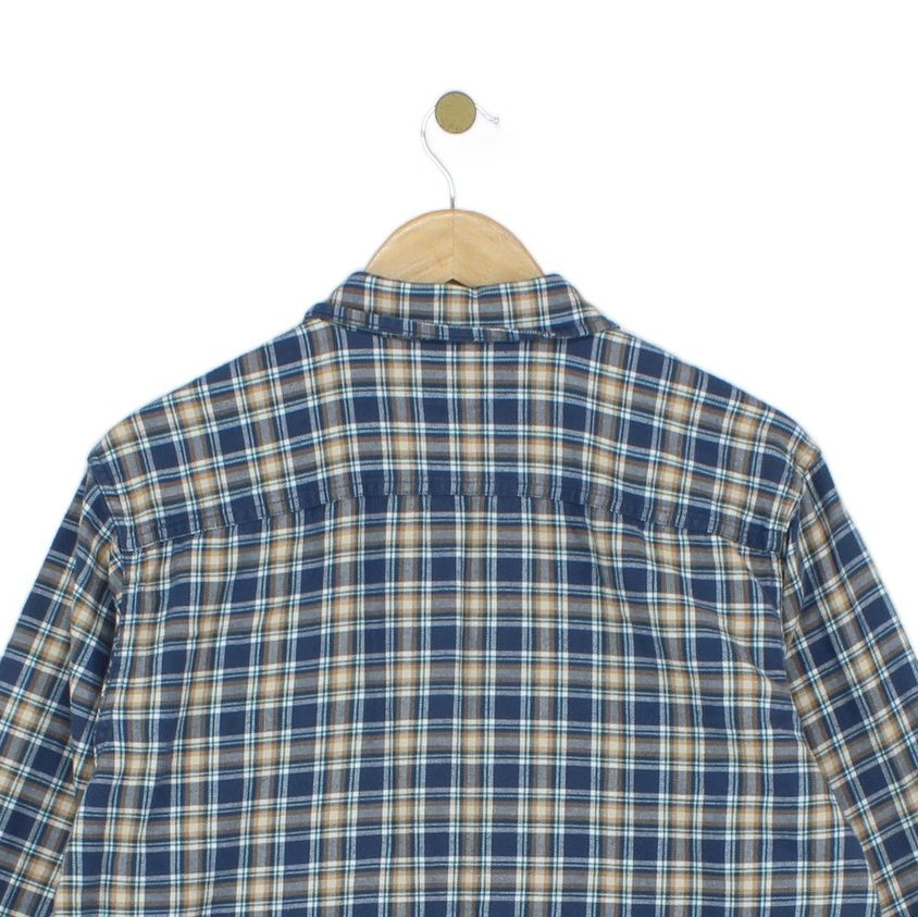Mens Check Shirt Plaid Pattern Long Sleeve Cotton