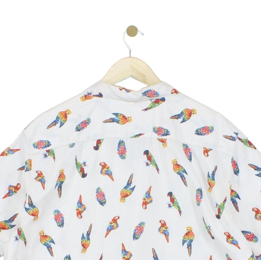 Mens Shirt Parrot Short Sleeve Casual Tropical