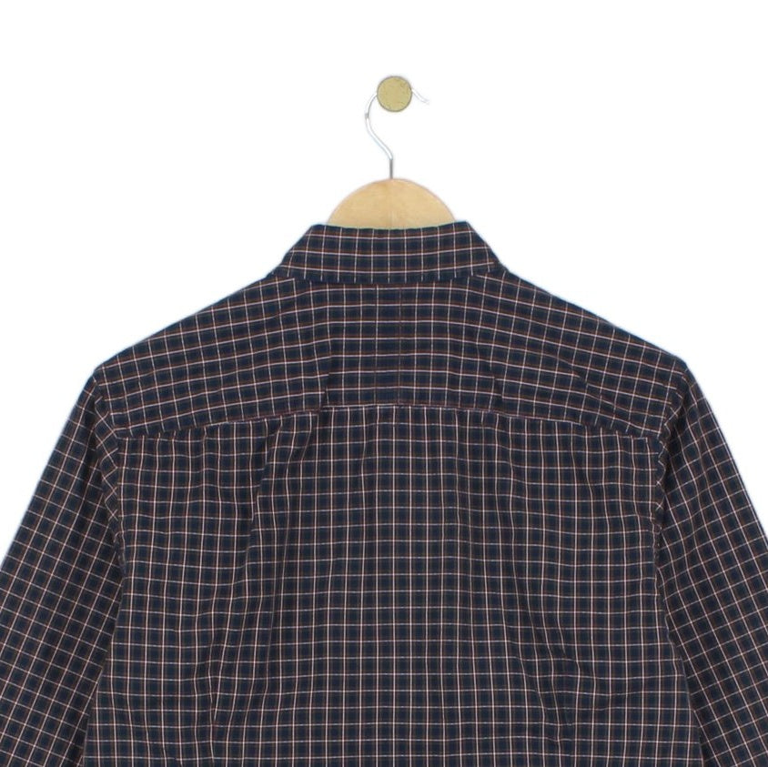 Mens Shirt Check Slim Fit Long Sleeve