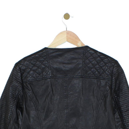 Womens Leather Jacket Full Zip Biker