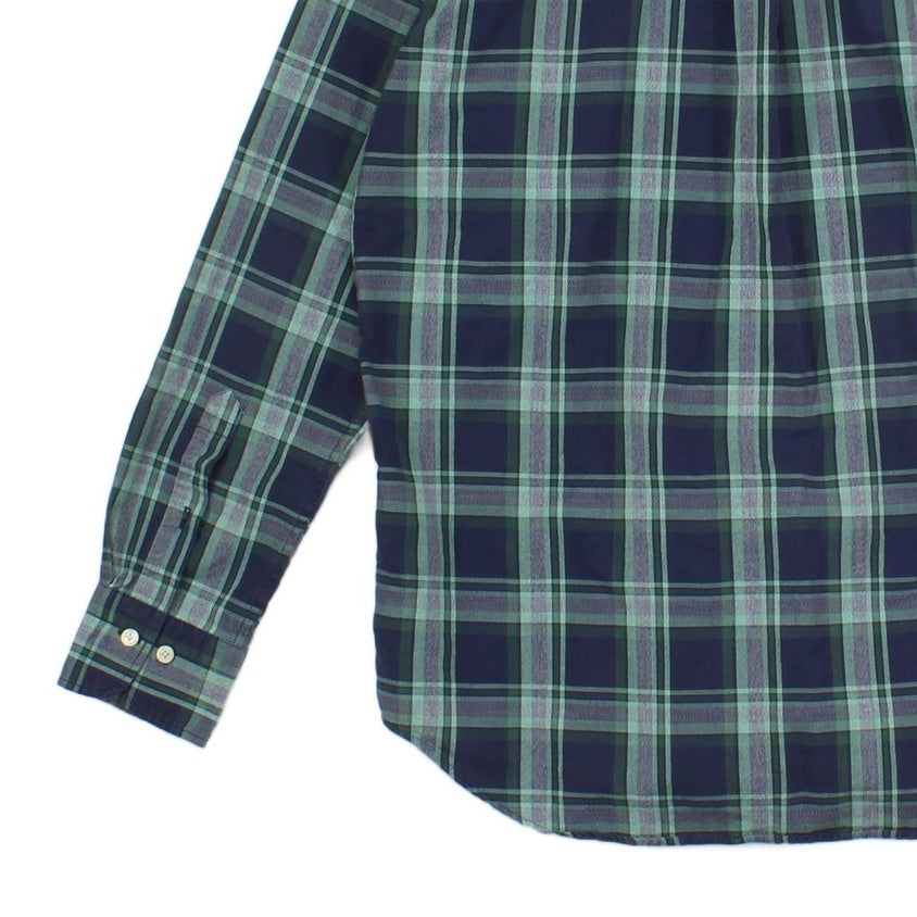 Mens Oxford Plaid Shirt Long Sleeve Button Up