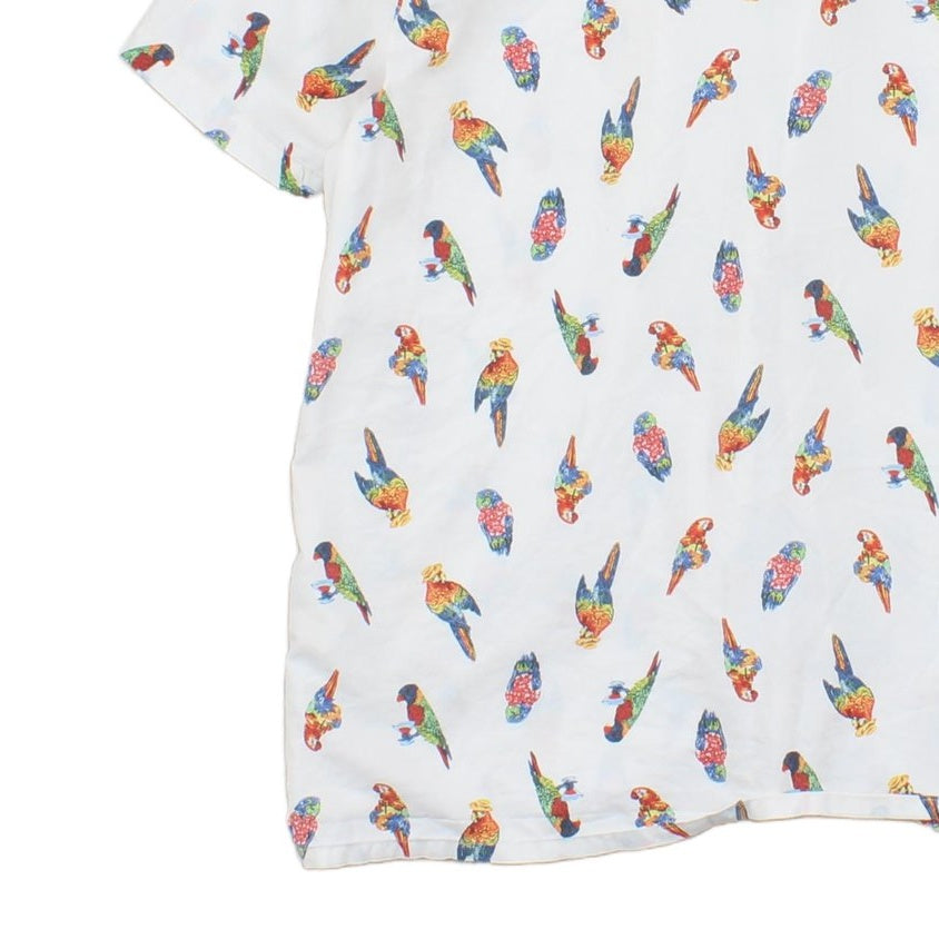 Mens Shirt Parrot Short Sleeve Casual Tropical