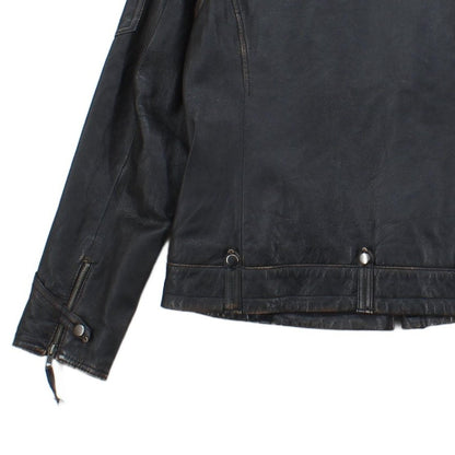 Mens Leather Jacket Biker Motorcycle Zipped