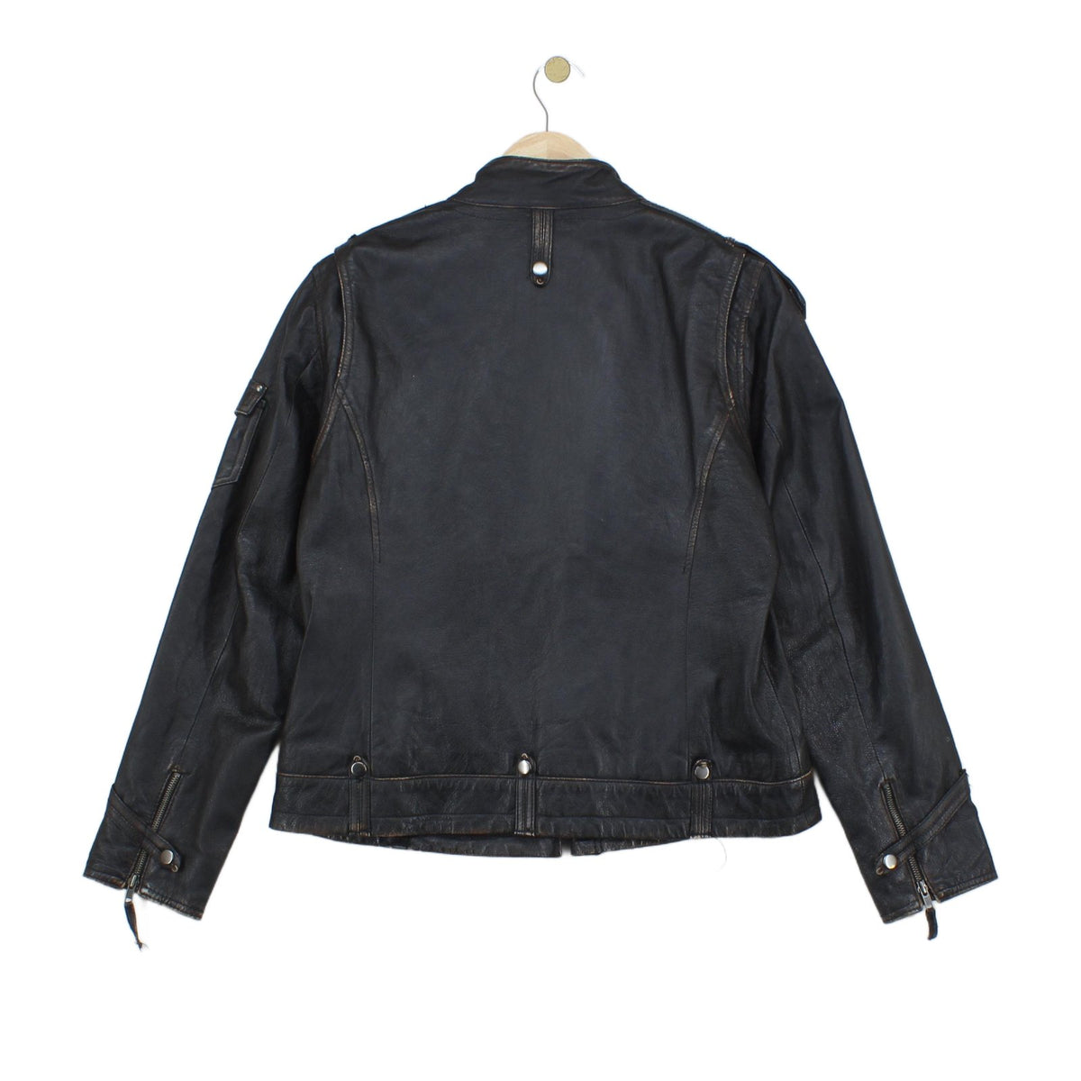 Mens Leather Jacket Biker Motorcycle Zipped