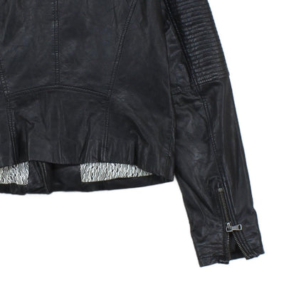 Womens Leather Jacket Full Zip Biker