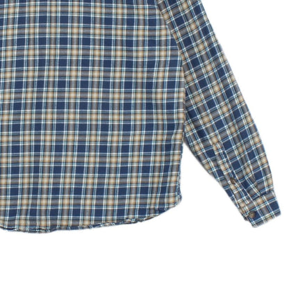 Mens Check Shirt Plaid Pattern Long Sleeve Cotton