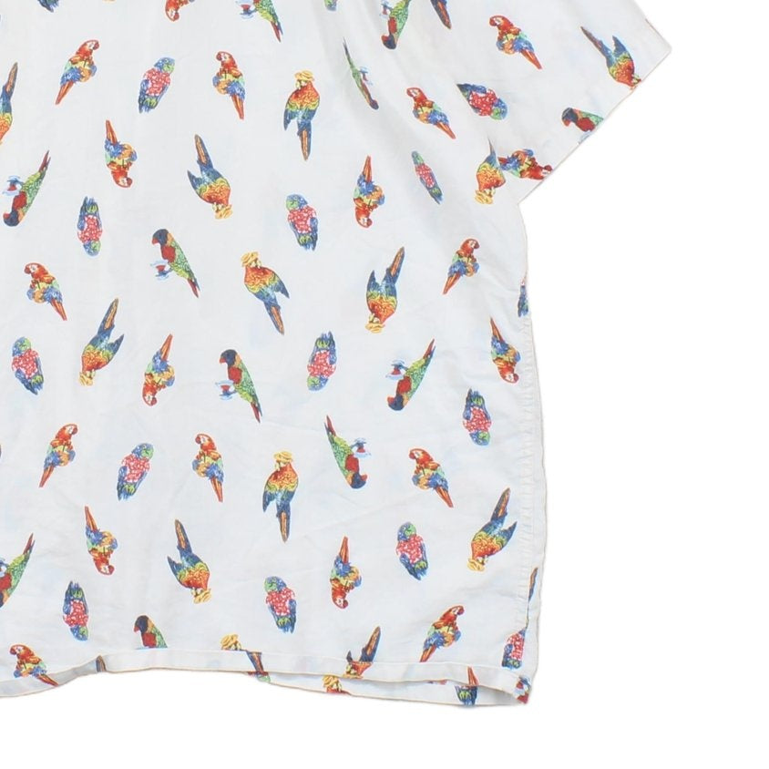 Mens Shirt Parrot Short Sleeve Casual Tropical