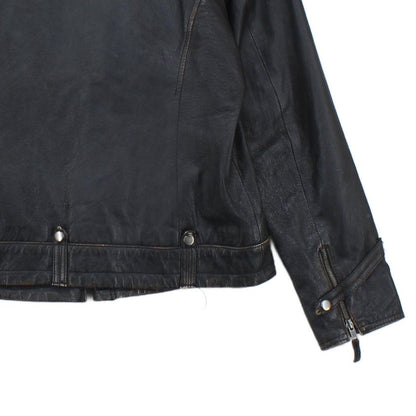 Mens Leather Jacket Biker Motorcycle Zipped