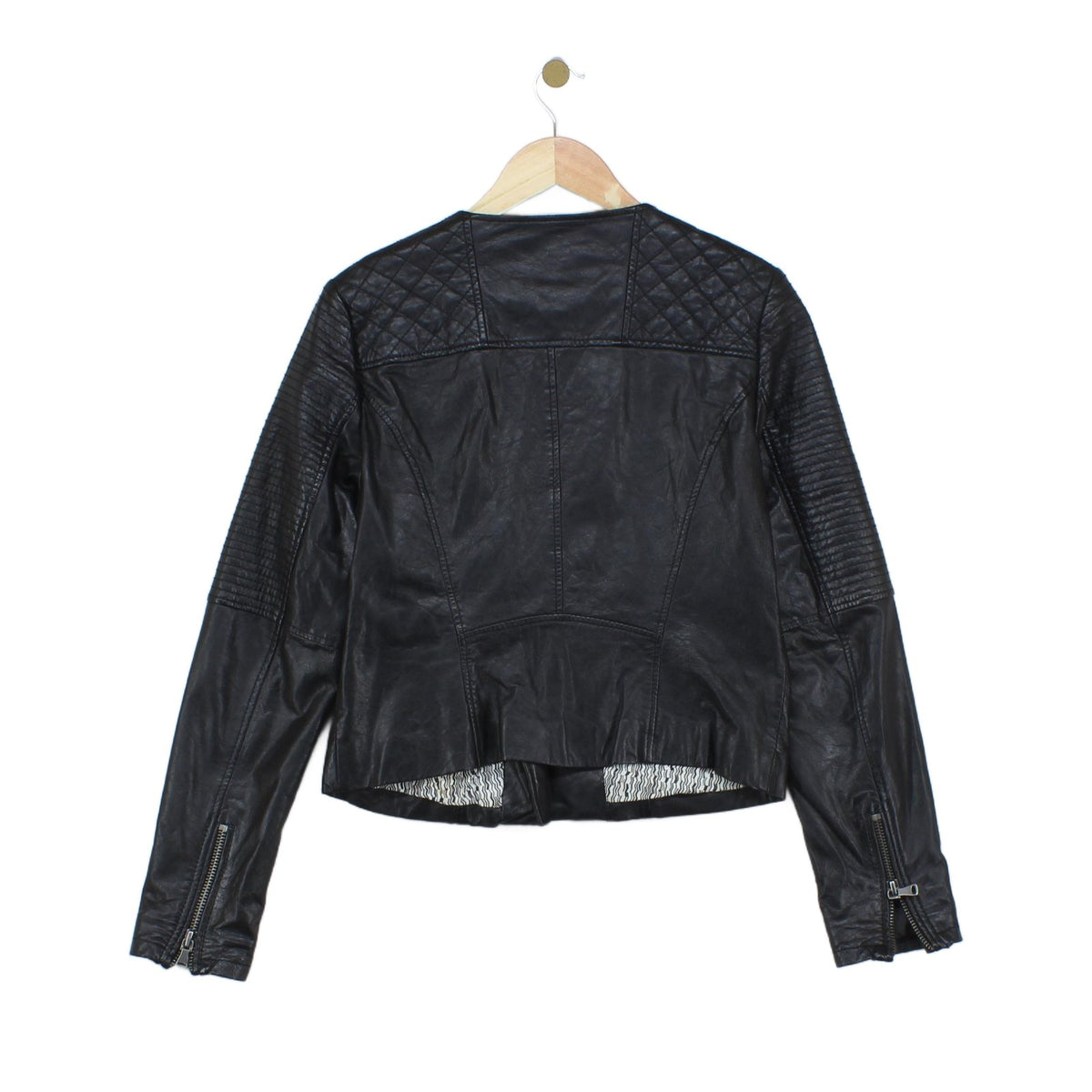 Womens Leather Jacket Full Zip Biker