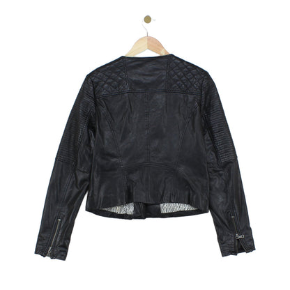 Womens Leather Jacket Full Zip Biker