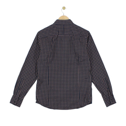 Mens Shirt Check Slim Fit Long Sleeve