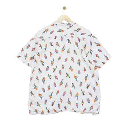 Mens Shirt Parrot Short Sleeve Casual Tropical