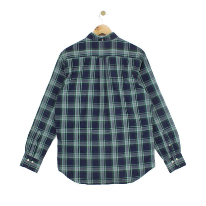 Mens Oxford Plaid Shirt Long Sleeve Button Up