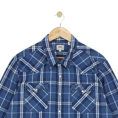 Mens Plaid Shirt Snap Long Sleeve Western