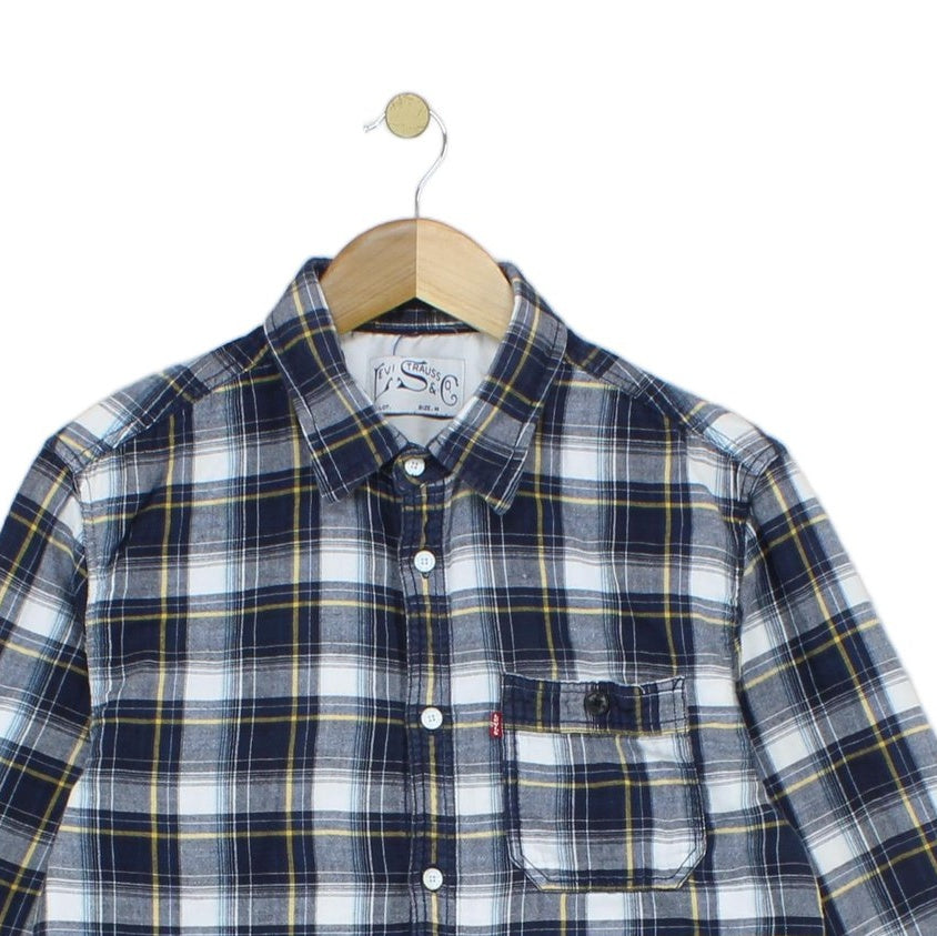 Mens Check Shirt Western Button Up