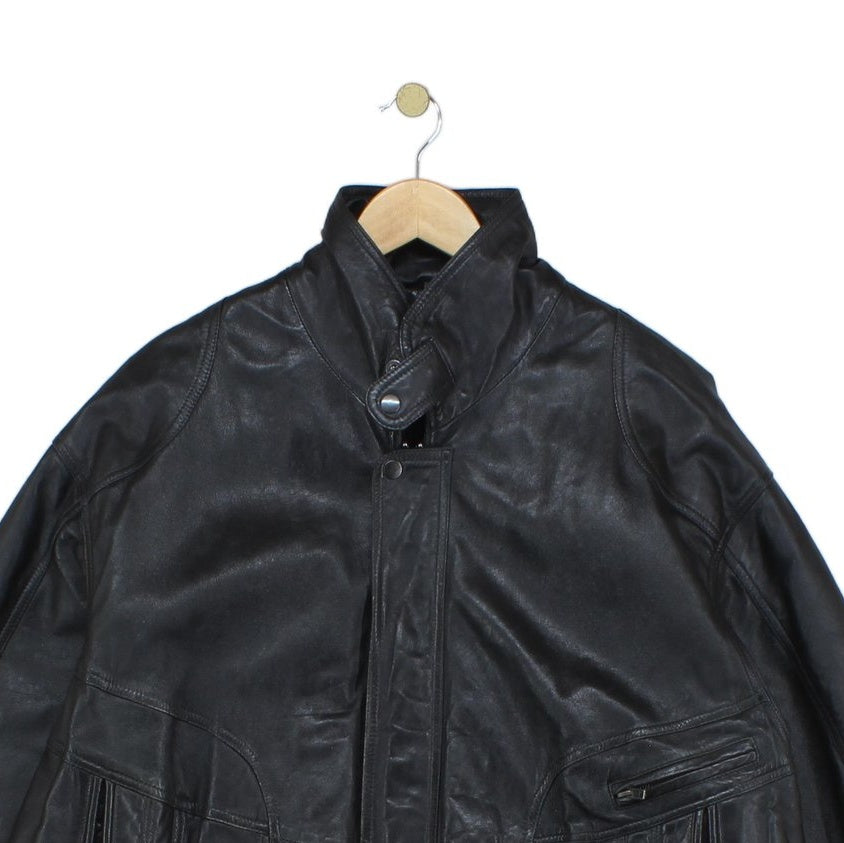 Mens Leather Jacket Full Zip Outerwear