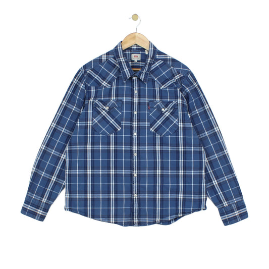 Mens Plaid Shirt Snap Long Sleeve Western