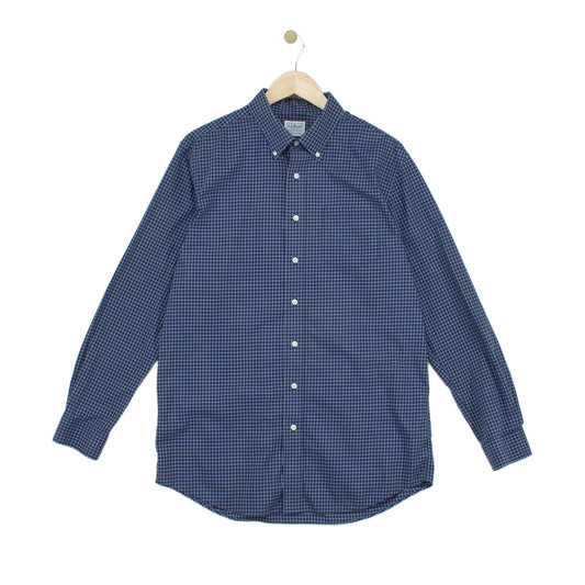 Mens Check Shirt Button Down Slightly Fitted Cotton