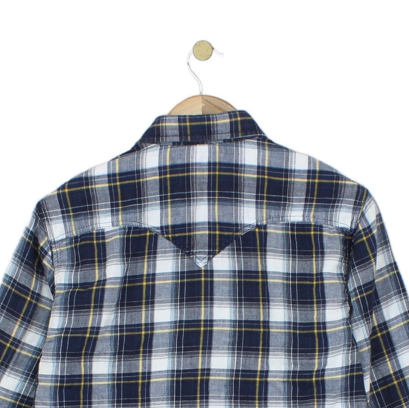 Mens Check Shirt Western Button Up