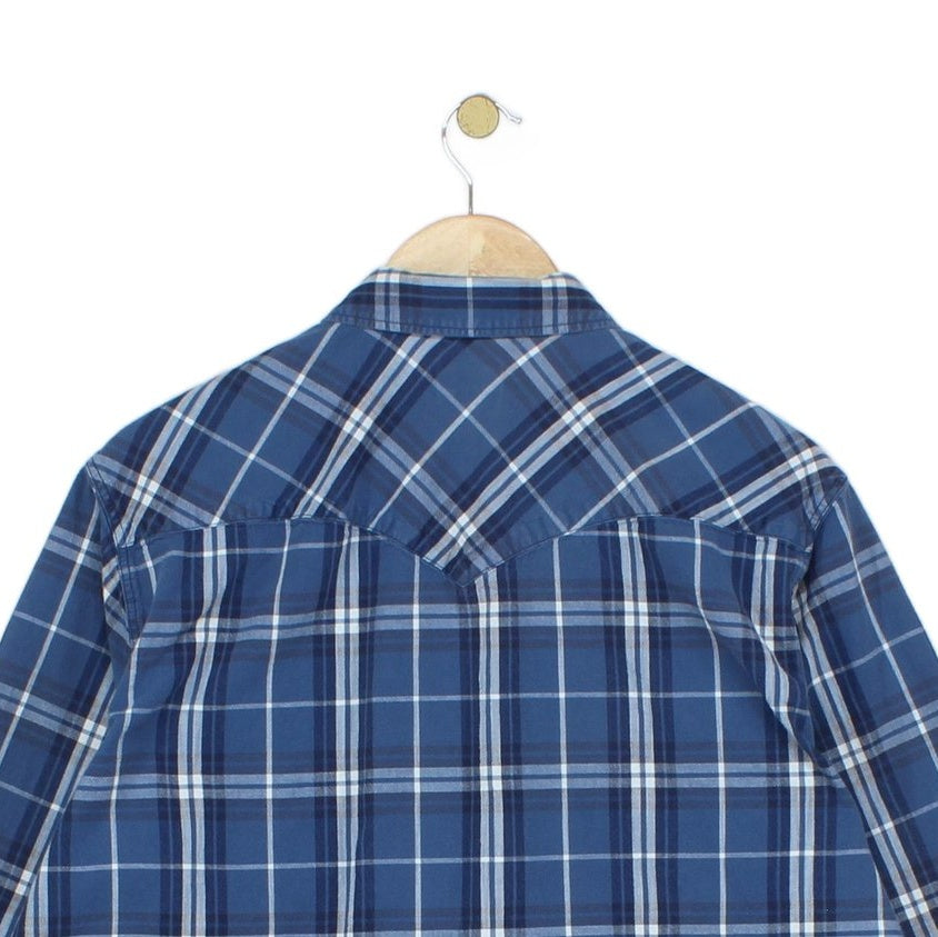 Mens Plaid Shirt Snap Long Sleeve Western