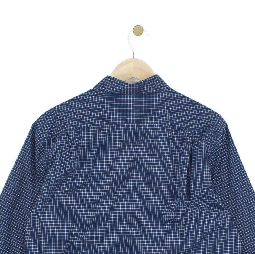 Mens Check Shirt Button Down Slightly Fitted Cotton