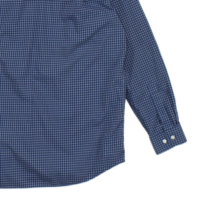 Mens Check Shirt Button Down Slightly Fitted Cotton