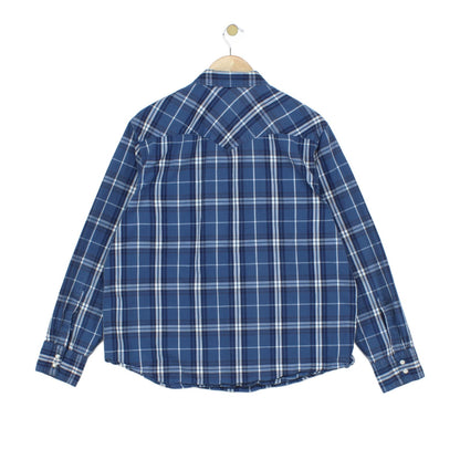 Mens Plaid Shirt Snap Long Sleeve Western