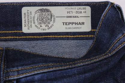 Mens Tepphar Jeans Carrot Fit Button Fly Slim