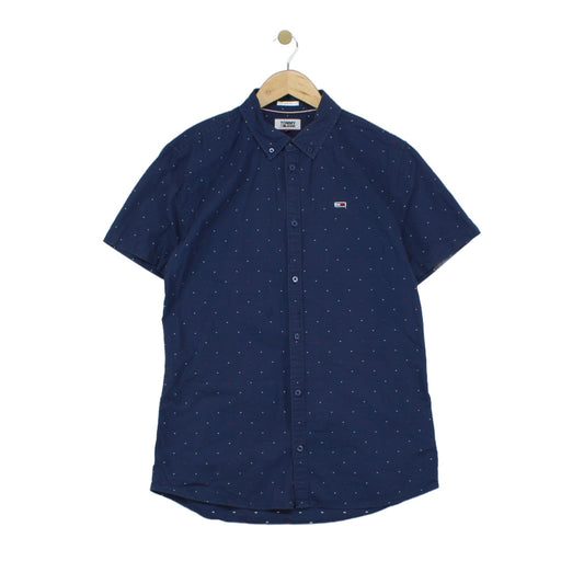 Mens Polka Dot Shirt Short Sleeve Slim Button Up