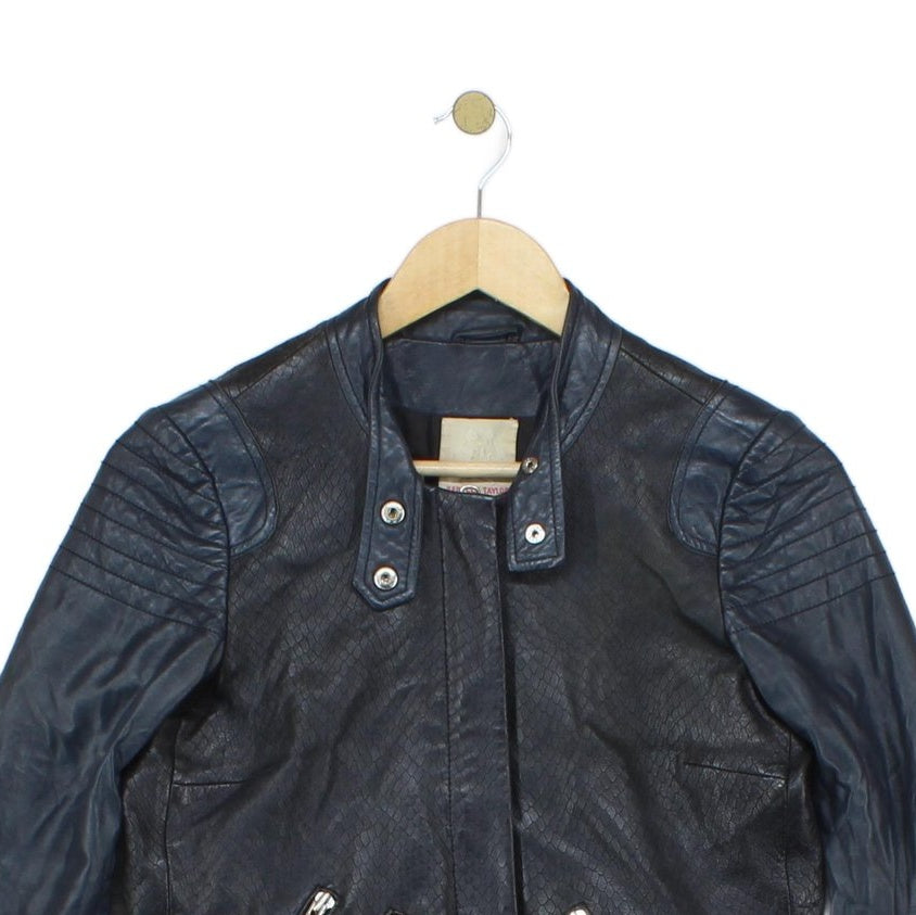 Womens Leather Jacket Biker Zip
