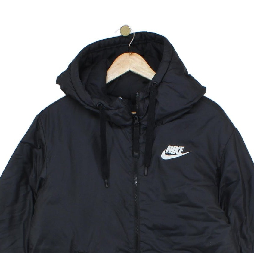 Womens Quilted Coat Hooded Full Zip Logo Winter