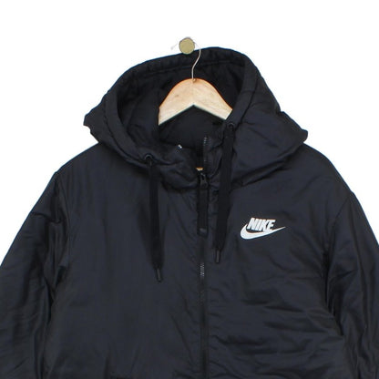 Womens Quilted Coat Hooded Full Zip Logo Winter