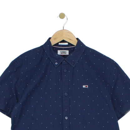 Mens Polka Dot Shirt Short Sleeve Slim Button Up