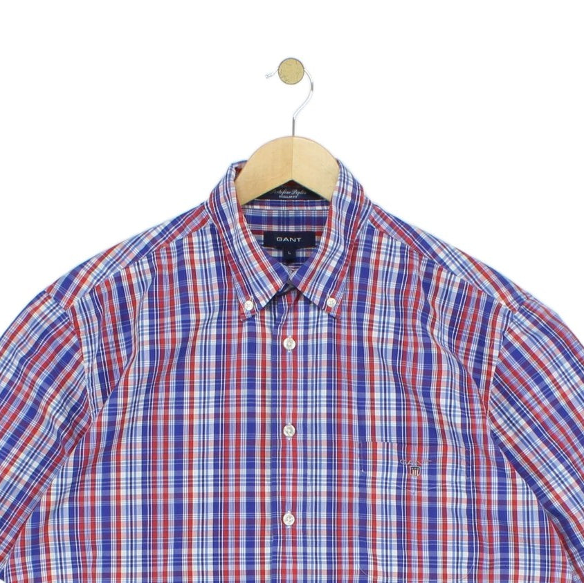 Mens Plaid Shirt Button Up Short Sleeve