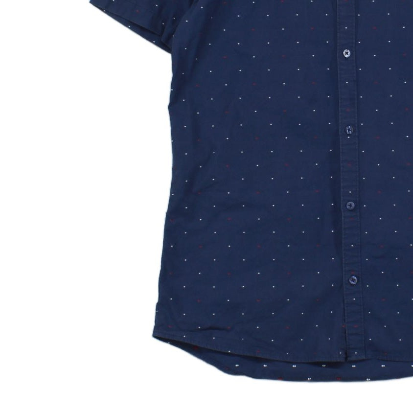Mens Polka Dot Shirt Short Sleeve Slim Button Up