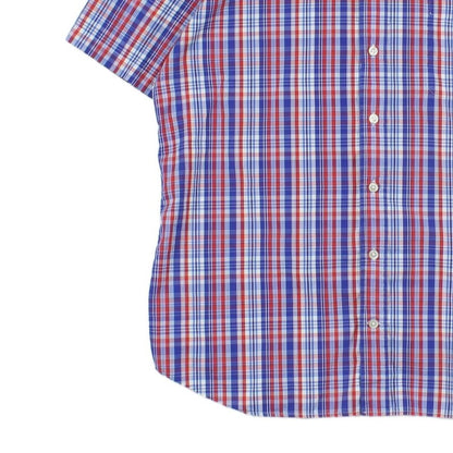 Mens Plaid Shirt Button Up Short Sleeve