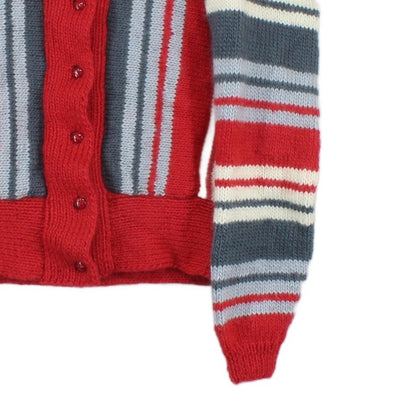 Womens Cardigan Striped Ribbed Knit Button Wool