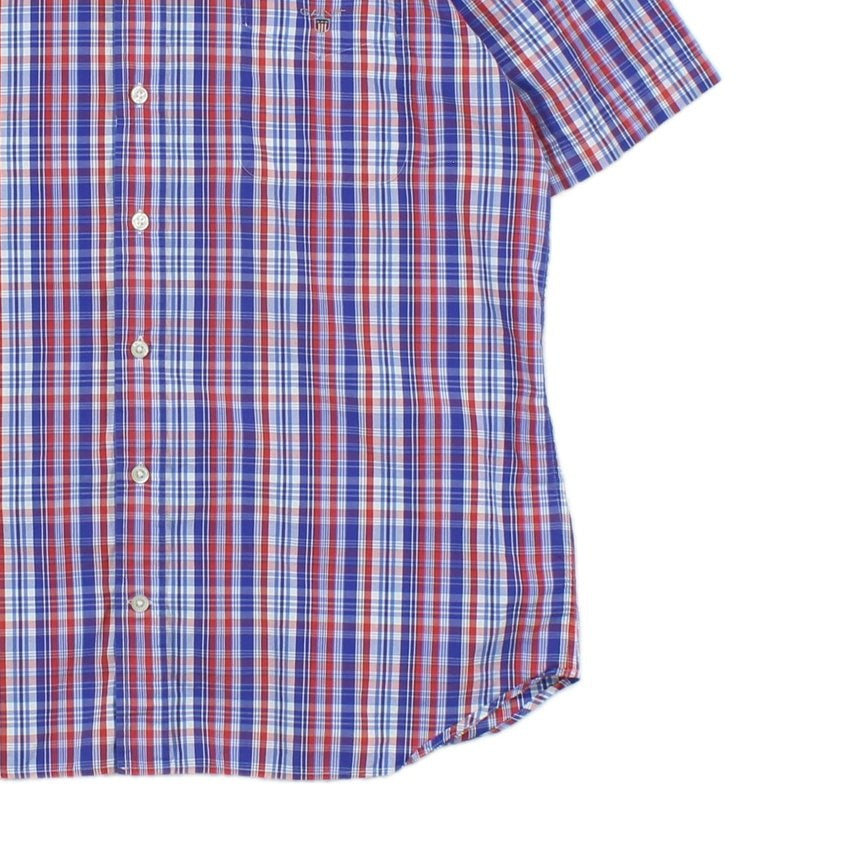 Mens Plaid Shirt Button Up Short Sleeve