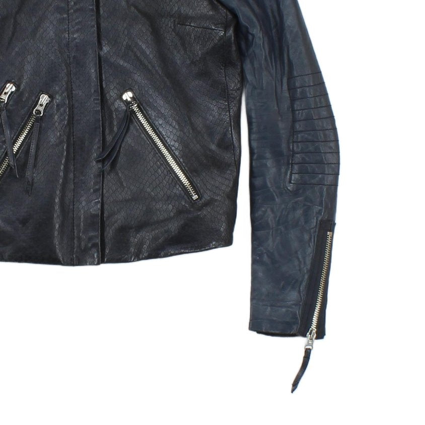 Womens Leather Jacket Biker Zip