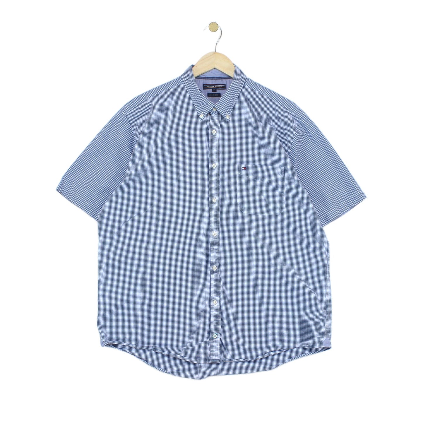 Mens Check Shirt Short Sleeve Button Down Gingham